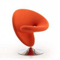 Manhattan Comfort AC040-OR Curl Orange and Polished Chrome Wool Blend Swivel Accent Chair